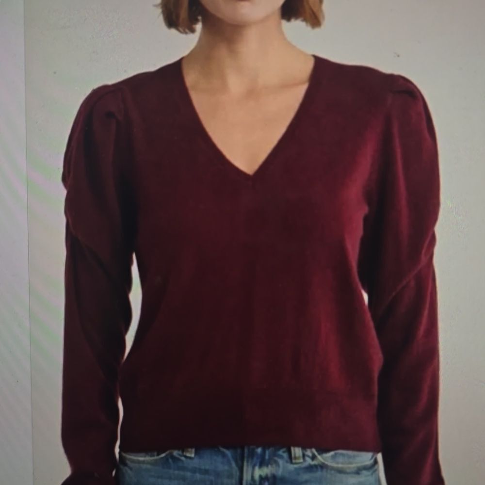 Frame Puff Pleated Sleeve Cashmere Sweater‎ Size XL